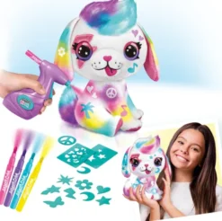Airbrush Plush - Hunde Bamse - Med 4 Farver Og Skabeloner
