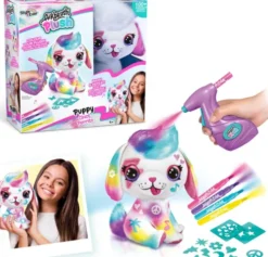 Airbrush Plush - Hunde Bamse - Med 4 Farver Og Skabeloner