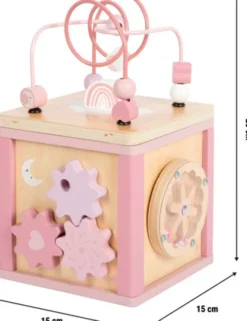 Aktivitetskube I Træ - Pink - Small Foot