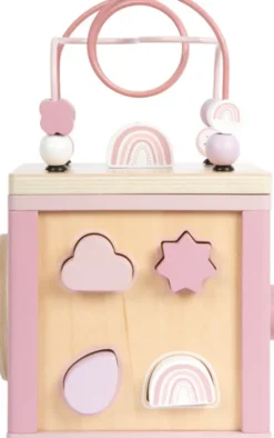 Aktivitetskube I Træ - Pink - Small Foot