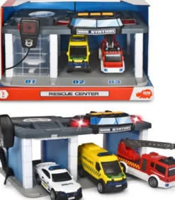 Ambulance, Politibil Og Brandbil Legetøj Med Redningscenter
