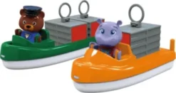 Aquaplay Figurer - Bjørn Og Flodhest Med Containerskibe