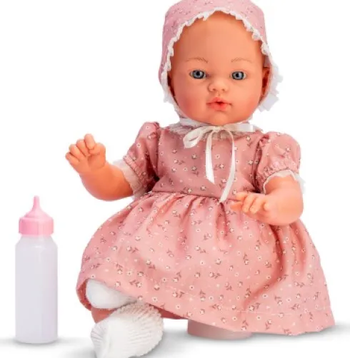Asi - Koke Dukke - Blomstret Pink Kjole - 36 CM