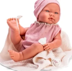 Asi - Maria Baby Dukke - Pige - 43 CM - Rosa Dragt Med Tæppe