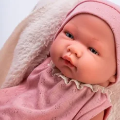 Asi - Maria Baby Dukke - Pige - 43 CM - Rosa Dragt Med Tæppe