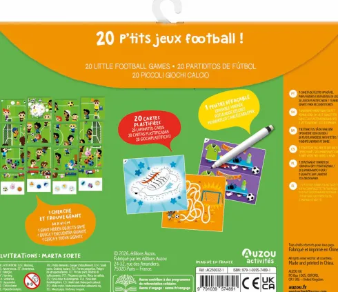 Auzou - Aktivitetskort - 20 Opgaver - Fodbold