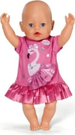 Baby Born - Kjole Med Flamingo Til Dukke - 43 CM
