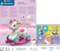 Baby Clementoni - Interactive Unicorn Ride On - 3-I-1 Gåbil