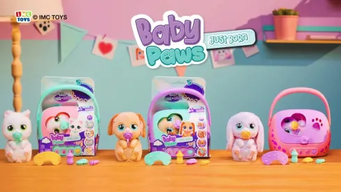 Baby Paws - Just Born - Interaktiv Bamse Hund - Assorteret