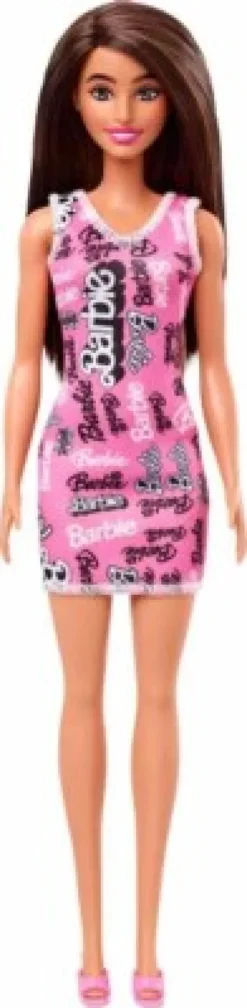 Barbie - Basic Dukke - Brunette - Pink Kjole - Mattel Hrh09