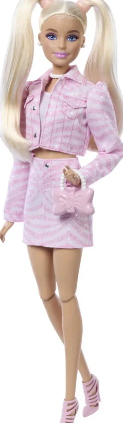 Barbie - Deluxe Lyserød Denimjakke Blond Dukke - Mattel Jjn69