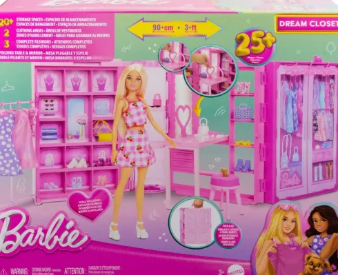 Barbie - Drømme Skab 3.0 Med Dukke Legesæt