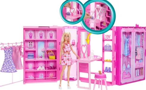 Barbie - Drømme Skab 3.0 Med Dukke Legesæt