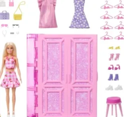 Barbie - Drømme Skab 3.0 Med Dukke Legesæt