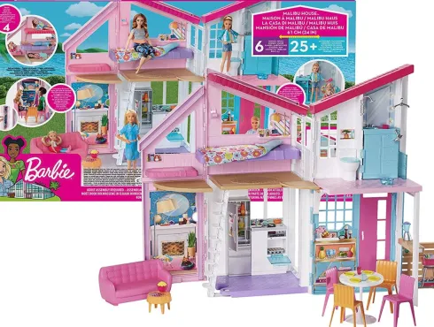 Barbie Dukkehus - Malibu Hus Legesæt Med Tilbehør
