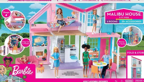 Barbie Dukkehus - Malibu Hus Legesæt Med Tilbehør