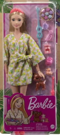 Barbie - Dukke Med Hundehvalp - Self Care Spa Day Legesæt