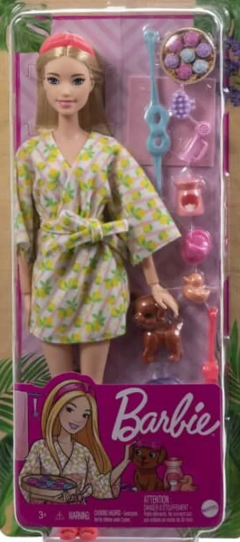 Barbie - Dukke Med Hundehvalp - Self Care Spa Day Legesæt