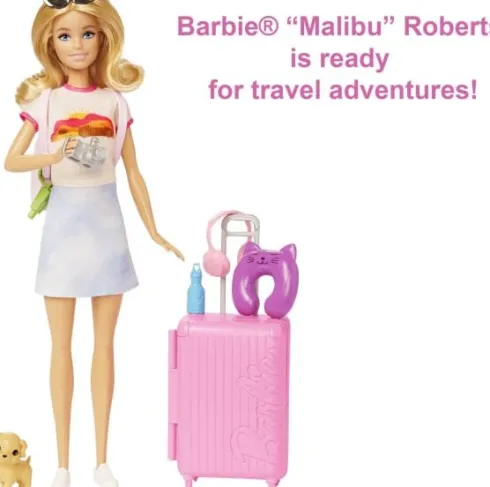 Barbie Dukke - Rejsesæt Med Hvalp - 10+ Dele