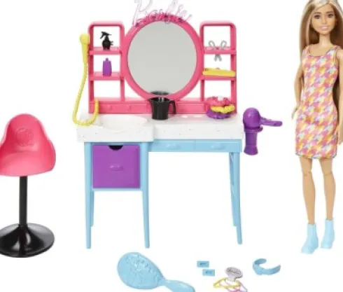 Barbie - Frisørsalon Med Totally Hair Dukke Og Tilbehør