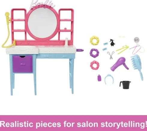 Barbie - Frisørsalon Med Totally Hair Dukke Og Tilbehør