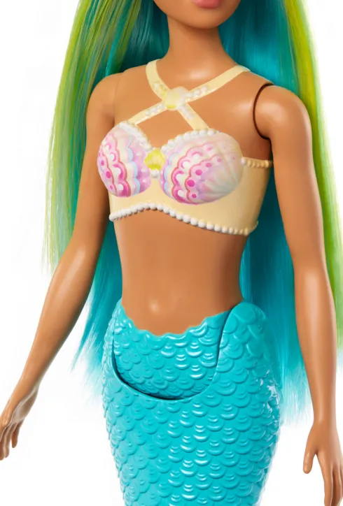 Barbie - Havfrue Dukke - Blå Og Grøn