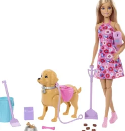 Barbie Jjb46 - Walk & Potty Pup Malibu Dukke - Family & Friends