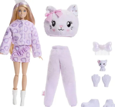 Barbie Jjp64 - Cutie Reveal Kitten Dukke - Sweet Bows - Mattel