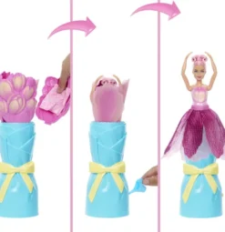 Barbie Jmf57 - Petal Pop - Flower Reveal Dukke - Lyserød Tulipan