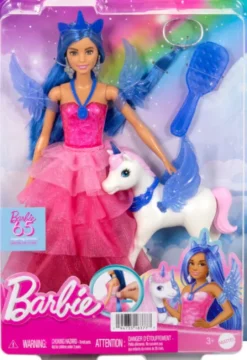 Barbie - Unicorn Princess Dukke Og Enhjørning Legesæt - 65Th Anniversary