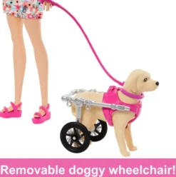 Barbie - Walk And Wheel Kæledyr Dukke Legesæt