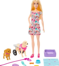 Barbie - Walk And Wheel Kæledyr Dukke Legesæt
