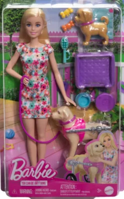 Barbie - Walk And Wheel Kæledyr Dukke Legesæt