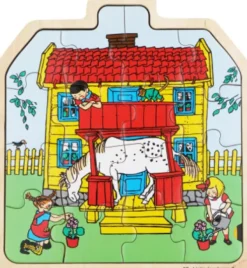 Barbo Toys - Puslespil I Træ - Pippi Langstrømpe - Hus