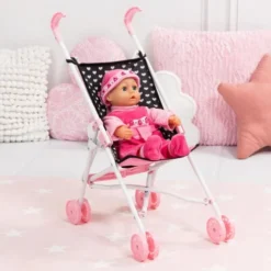 Bayer - Dukke Klapvogn - Sort Og Pink
