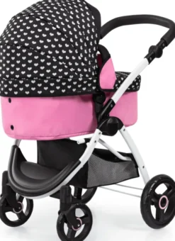 Bayer - Dukkevogn Med Drejejul Og Taske - City Max - Sort Og Pink