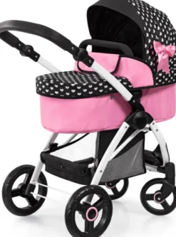Bayer - Dukkevogn Med Drejejul Og Taske - City Max - Sort Og Pink