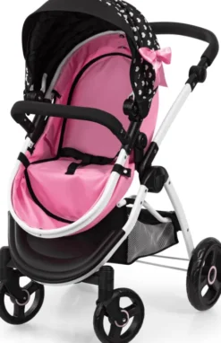 Bayer - Dukkevogn Med Drejejul Og Taske - City Max - Sort Og Pink