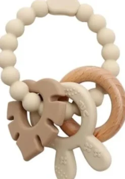Biderangle I Silikone - Kanin, Blad Og Træ Bideringe - Beige - Magni