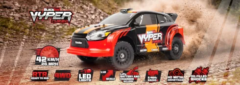 Blackzon - Vyper Rx Turbo 4Wd 2S R/C Car - Rød Orange - 1:16 - 540283