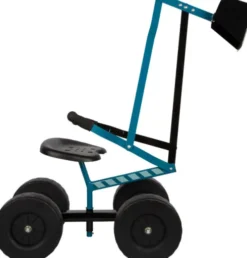 Blue Excavator With Wheels