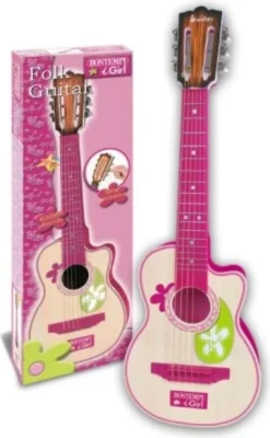 Bontempi - Lille Børneguitar I Træ - 70 CM - Pink