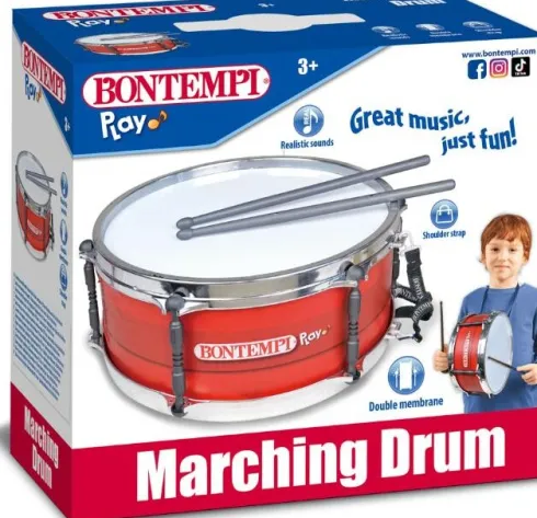 Bontempi - Tromme Med Skulderstrop Og Trommestikker Til Børn