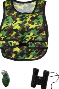Camouflagevest Med Håndgranat & Kikkert - Legetøj