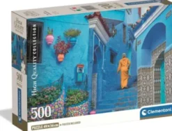 Clementoni - Den Blå Gade I Chefchaouen Puslespil - 500 Brikker