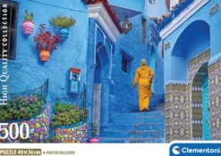 Clementoni - Den Blå Gade I Chefchaouen Puslespil - 500 Brikker