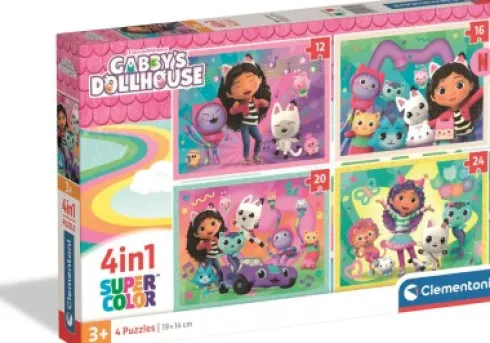 Clementoni - Gabby's Dollhouse Puslespil - 4-In-1 Super Color