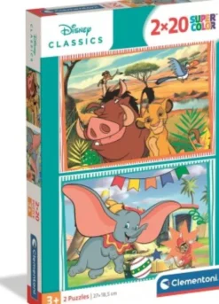 Clementoni - Løvernes Konge+Dumbo Puslespil - 2X20 Brikker