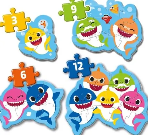 Clementoni Puslespil - Baby Shark - Mit Første Puslespil - Color - 4 Stk