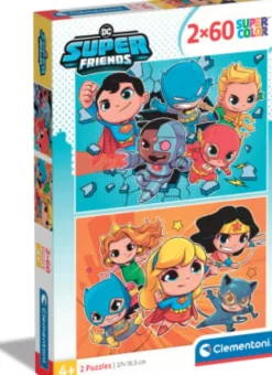 Clementoni Puslespil - Dc Super Friends - Super Color - 2 Stk Med 60 Brikker